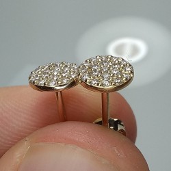 Diamond Disc Studs, 14K Pave Diamond Earring, Multi Diamond Round Stud Earrings, Cluster Diamond Studs, 7mm Diameter Circle Studs