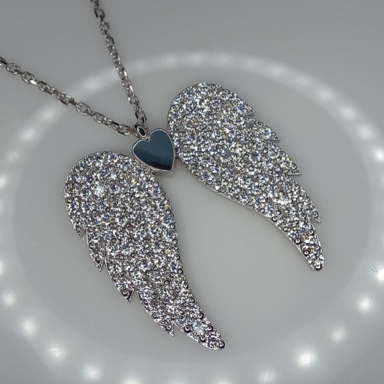 Diamond Angel Wings, 1.00ct Big Angel Wing Pendant, Unique Diamond Wing, Diamond Gift Necklace, Wing Pendant, Genuine Diamonds Pave Wing