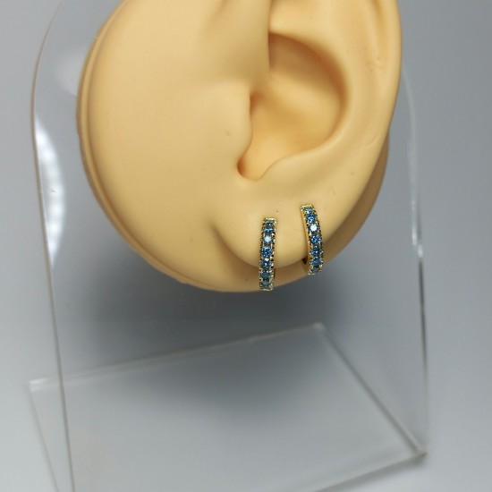 Blue Diamond Big Thick Diamond Huggies, Bold Fancy Blue Diamond Earrings, 14K-18K Huggie Hoops, Chunky Big Diamond Huggies