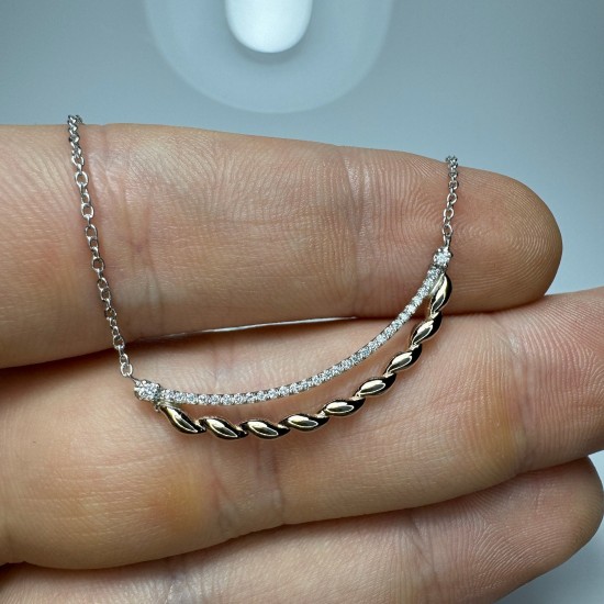 Diamond Curved Necklace, Wavy Diamond Pendant, Bar Diamond Necklace, Horizontal Diamond Necklace, Pave Diamond Necklace