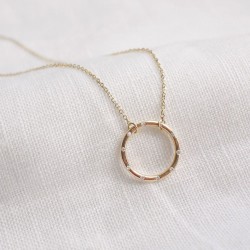 Open Circle Diamond Pendant, Circle Distance Diamond Necklace, Dainty Circle 14K Gold Charm, Minimal Diamond Necklace, Everyday Diamond