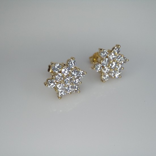 Big Snowflake Diamond Studs, Floral Diamond Earrings, 1.80ct Diamond Flower, Snowflake Diamond Earrings, Gorgeous Big Diamond Stud Earrings