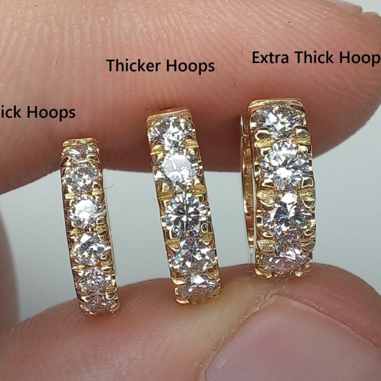 Thicker Diamond Huggies, Bold 0.85ct VS Diamond Earrings, Big Diamond Hoop Earrings, 14K Huggie Hoops, 18K Chunky Diamond Huggies