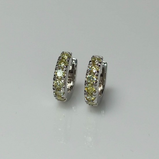 Yellow Diamond Petite Thick Diamond Huggies, Bold Cartilage Fancy Yellow Diamond Earrings, 14K-18K Tiny Huggie Hoops, Chunky Diamond Huggies