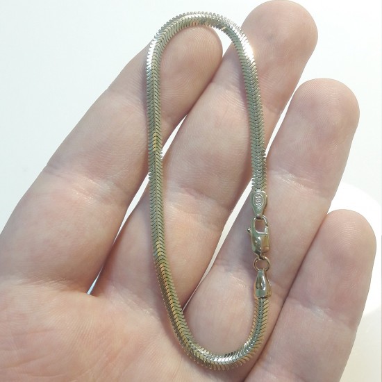 14K Snake Chain Bracelet, High Polished Herringbone Chain, 2.5mm-3.5mm Width Wristband, İtalian Bracelet, Dainty Snake Chain Bracelet