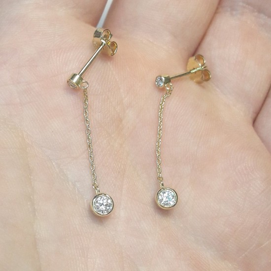 Diamond Drop Earrings, Dangle Drop Earrings, Multi Diamond Earrings, 14K Chain Earrings, Diamond Drop Chain