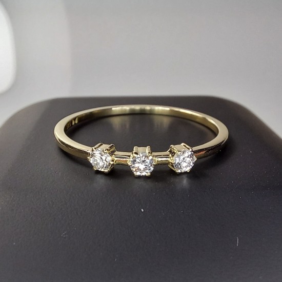 14K Six Prong Diamond Ring, Stackable Diamond Thin Band, Solitaire Dainty Diamond Band, Double Diamond Band, Triple Diamond Ring