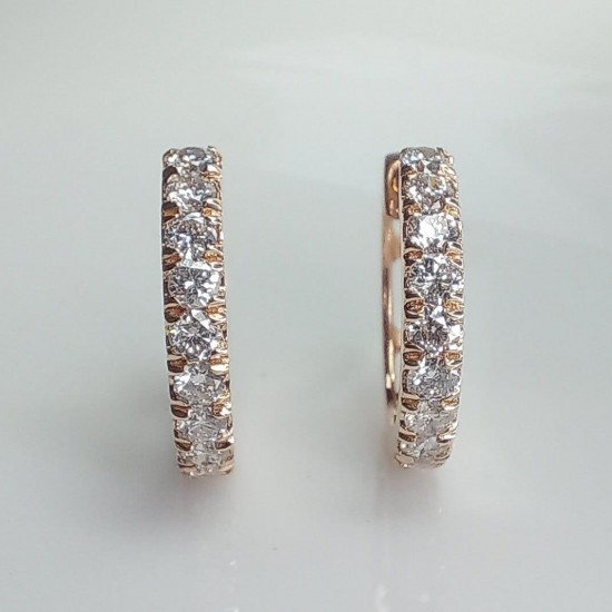 Big Diamond Hoops, Diamond Earrings, 14K Solid Gold Diamond Huggies, Thick Diamond Huggies