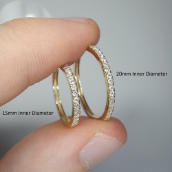 14-18K Large Diamond Hoops, 20MM Diamond Hoop Earrings, Large Diamond Hoops, Genuine Diamond Hoops, Thin Diamond Hoop Earrings