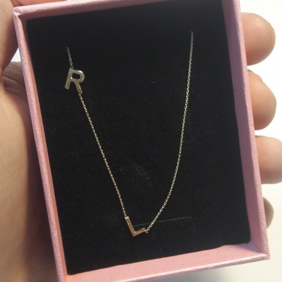 14K Gold Asymmetrical Multi Initial Necklace, İnitial Pendant, Letter Necklace, Asymetric Letter Chain, Customize Letter Necklace