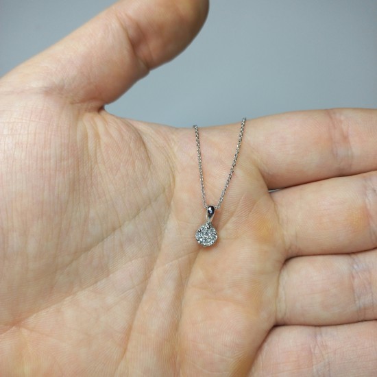 Cluster Diamond Necklace, Pave Diamond Flower Charm, 14K-18K Coronet Diamond Pendant, Pave Diamond Necklace, Wedding Diamond Set