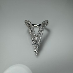 14K-18K Diamond Deep Chevron Ring, Unique V Shape Diamond Band, Marquise Chevron Band, Double Row Deep V Band, Deep Curved Ring