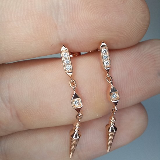 Dangle Spike Earrings, Diamond Dangle Studs, 14K-18K Dangle Drop Earrings, Spike Drop Earrings, Unique Drop Earrings