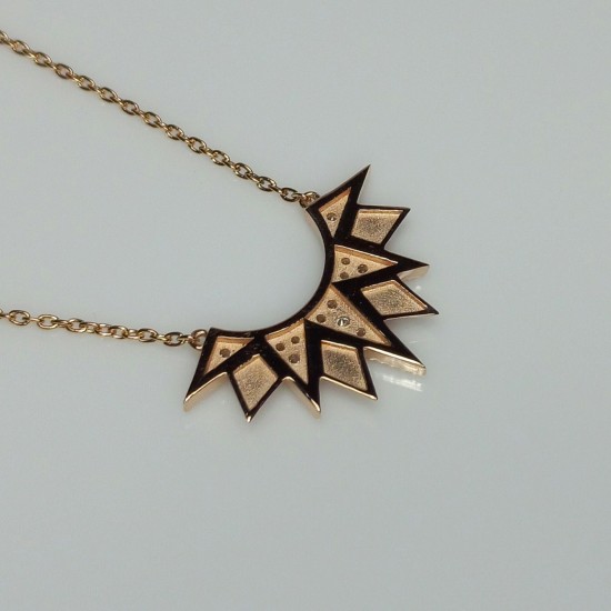 Diamond Spike Necklace, Beaded Diamond Pendant, 14K-18K Unique Diamond Necklace, Triangle Diamond Pendant, Spike Charm, Geometric Necklace