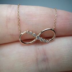 14-18K Infinity Diamond Necklace, Infinity Pendant, Bezel Diamond Infinity, Diamond Love Necklace, Forever Necklace