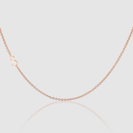 14K Gold Asymmetrical Single Initial Necklace, İnitial Pendant, Letter Necklace, Asymetric Letter Chain, Customize Letter Necklace